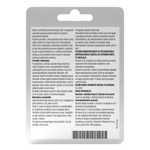 Frontline Combo dog back